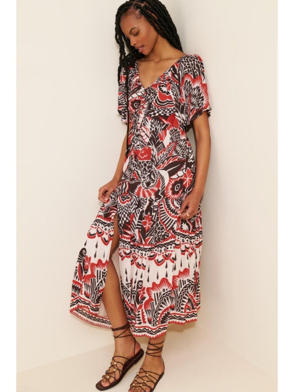Anthropologie Tiered Maxi Dress Multi Size S Petite